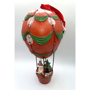 Vintage Large Hot Air Balloon Santa Reindeer Frosty Frohes Fest Christmas Decor
